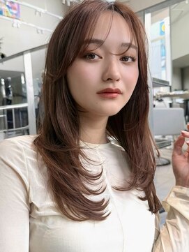 ミンクス 青山店(MINX) 【MINX】くびれヘアアプリコットオレンジハイライトカラー表参道