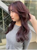 レイヤーカット暖色カラーピンクバイオレットラベンダーカラー