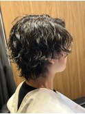 ミディアムロングウルフパーマ
