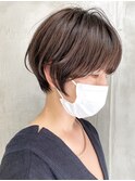 大人マッシュショート 前髪あり 長め  マロンベージュ