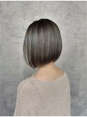 前下がりボブ／グレージュ／ハイライト／小顔見せ／大人可愛い