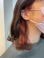 エンレイ(enRei) 大人かわいいゆるふわウェーブインナーカラーオレンジゴールド