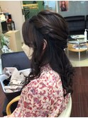 ハーフアップ編み込みMIX