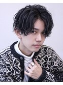 メンズセンターパートダブルカラーハイライトスパイラル