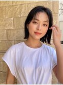 大人可愛い切りっぱなしひし形レイヤーカットモカベージュ