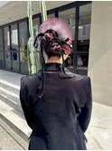 薬院　顔まわりレイヤーカット　ヘアセット　ブリーチなしカラー