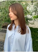顔まわりレイヤー/マロンブラウン/ストレートロング
