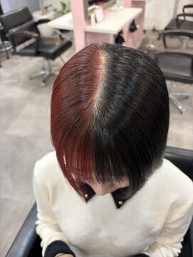 個性ツートーンカラー赤×黒