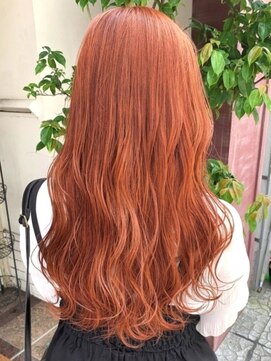 アーティカル 福岡天神(ARTICAL) ブリーチ ハイトーン オレンジ ダブルカラー ロングヘア 20代