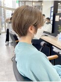 大人可愛い20代30代丸みハンサムショート_ベージュ【横浜】渋谷