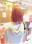 切りっぱなしボブピーチカラー