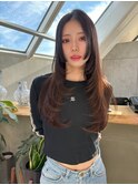 イメチェン韓国カット美髪ワイドバングミディアムレイヤーカット