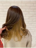 大人可愛いダブルカラーショコラブラウン似合わせレイヤー
