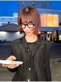 ブリーチ無し　ダブルカラー　ピンクパープル　グラデーション