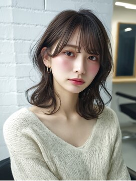 ミディアムレイヤー　くびれヘア【TELA HAIR取手店】