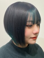ルネラトーキョー(RUNERA TOKYO) ブルーブラックインナーカラーグリーンケアブリーチ髪質改善渋谷