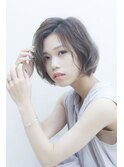 Aラインボブ×マロンベージュ　前髪