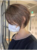 クールショートボブミニボブケアブリーチマッシュベージュカラー