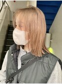 大人かわいいボブディブリーチカラーベージュブラウンアッシュ