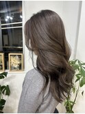 アッシュブラウン顔周り小顔レイヤー髪質改善透明感カラー 