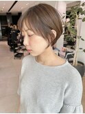 大人ナチュラル髪質改善カラーベージュ丸みショートボブ