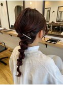 ヘアアレンジ　玉ねぎヘア　ロングヘア　編み下ろし