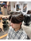 韓国風センターパート×毛流れパーマ