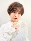 前髪あり耳掛け丸みくびれ大人ショートボブ20代30代40代50代*