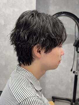 アビー(ABEY) メンズウルフ/波巻きスパイラルパーマ/黒髪/刈り上げなし