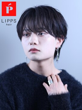リップス 天神(LIPPS) シースルー毛流れパーママッシュウルフツーブロックショート黒髪