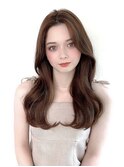 ロングレイヤーグレージュブリーチなしカラー透明感韓国