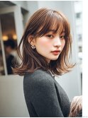 顔周りカットハッシュカットダークブラウンワンホンレイヤー韓国