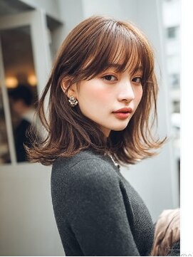 ダル 渋谷/表参道(DAL.) 顔周りカットハッシュカットダークブラウンワンホンレイヤー韓国