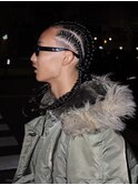 コーンロウ×ロングブレイズ｜個性派ブラックヘア