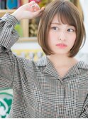 斜めバングカーキアッシュ小顔ミディアムボブ北浦和20代30代40代