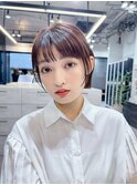 フェイスレイヤー/グレージュ/シースルーバング/ボブ/小顔