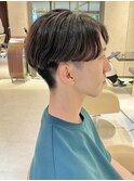 刈り上げセンターパートニュアンスデザインフェザーパーマ