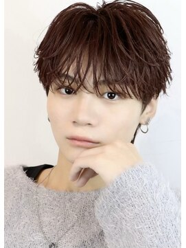 オーシャントーキョーウエスト 心斎橋 (OCEAN TOKYO WEST) シースルーマッシュフェザーパーマブラウンカラー