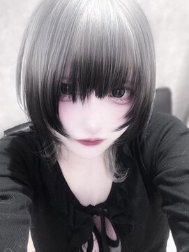 リアイス(Re:ICE) 地雷系ホワイトシルバー&ブラックエンドカラーツートーンウルフ