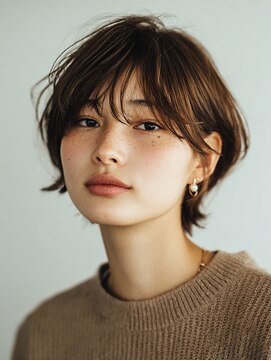 ロディーナ 大口 新子安(rodina) ピンクベージュ/アンブレラカラー/クールショート/前髪/大口子安