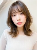 髪質改善カラーシアーベージュ◎透明感ミルクティーくびれミディ