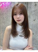 ワンホンレイヤー×ダークブルー/ボブ/デジタルパーマ/新宿