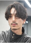 原宿メンズパーマルーズパーマシャドウパーマセンターパート緩め