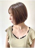 【FOLK】小顔 シースルバング ボブショート ヘーゼルベージュ♪
