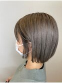 髪質改善トリートメント_マロンベージュ Aラインボブ かきあげ
