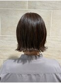 大人可愛い切りっぱなしひし形レイヤーカットモカベージュ