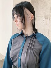 《インナーカラーを目立たせたい》ホワイトベージュインナーカラー☆ブリーチボブブリーチインナーカラー