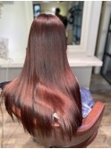 【レットブラウン】ピンクグラデ‐ション/髪質改善/ロングヘアー