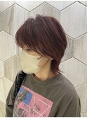 白髪染め/ピンクオレンジ/ウルフカット/ウルフ/ショートウルフ