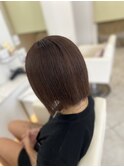 ストレート小顔レイヤーショートボブ×マロンベージュ